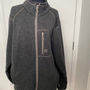 AVALANCHE Men's XL Gray Zip Up Sweater Jacket Active Stretch Knit Cardigan Cozy